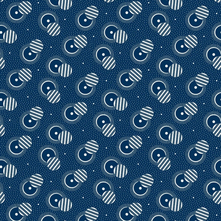 MHC WORLD Original 3 Cats Fabric H1366 Original 3 Cats Fabric C/W04 Navy Blue 90cm