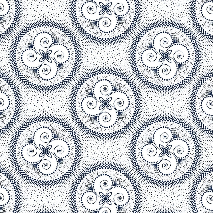 MHC WORLD Original 3 Cats Fabric H1464 Original 3 Cats Fabric C/W99 Blue & White 90cm