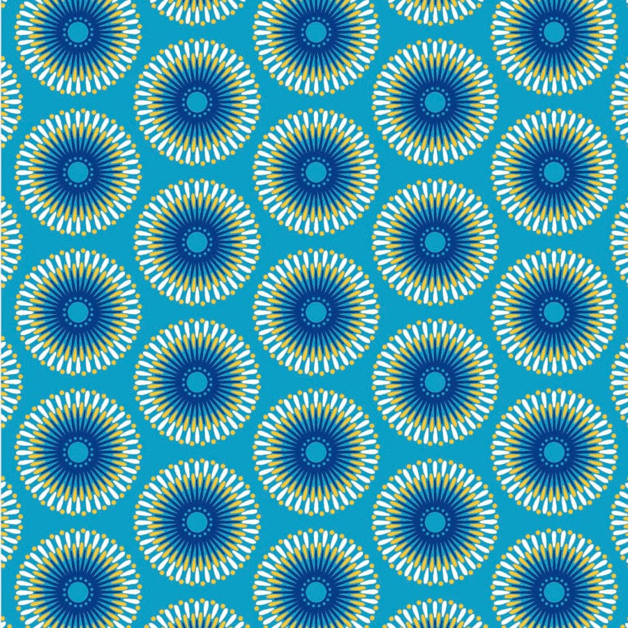 MHC WORLD Original 3 Cats Fabric H1501 Original 3 Cats Fabric C/W272 Turquoise/Yellow 90cm