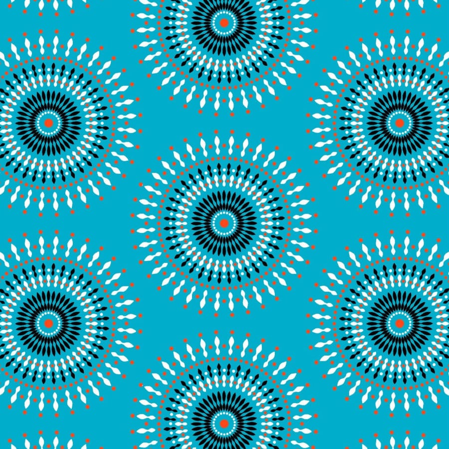 MHC WORLD Original 3 Cats Fabric H1502 Original 3 Cats Fabric C/W251 Turquoise/Orange 90cm