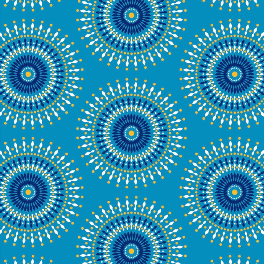 MHC WORLD Original 3 Cats Fabric H1502 Original 3 Cats Fabric C/W272 Turquoise/Yellow 90cm