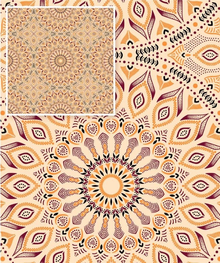 MHC WORLD Original 3 Cats Fabric H1639 Original 3 Cats Fabric C/W551 Cream/Burgundy 90cm