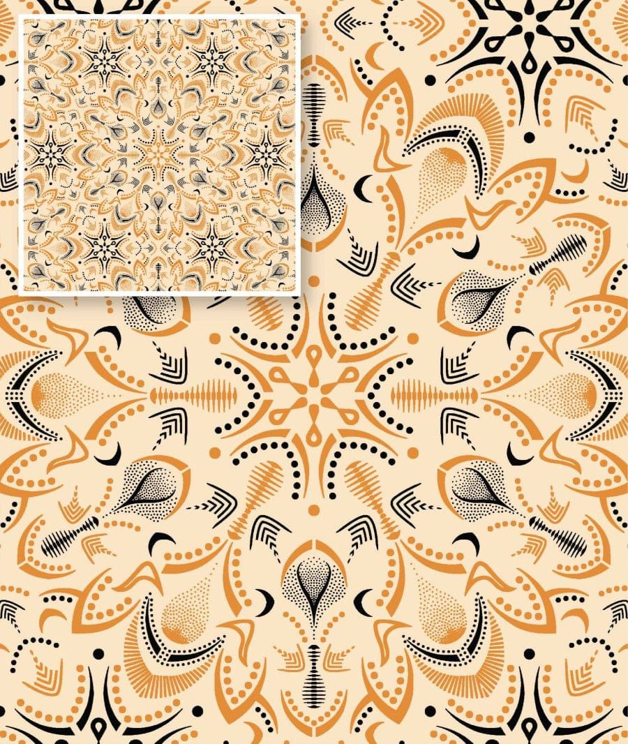 MHC WORLD Original 3 Cats Fabric H1727 Original 3 Cats Fabric C/W55 Cream 90cm