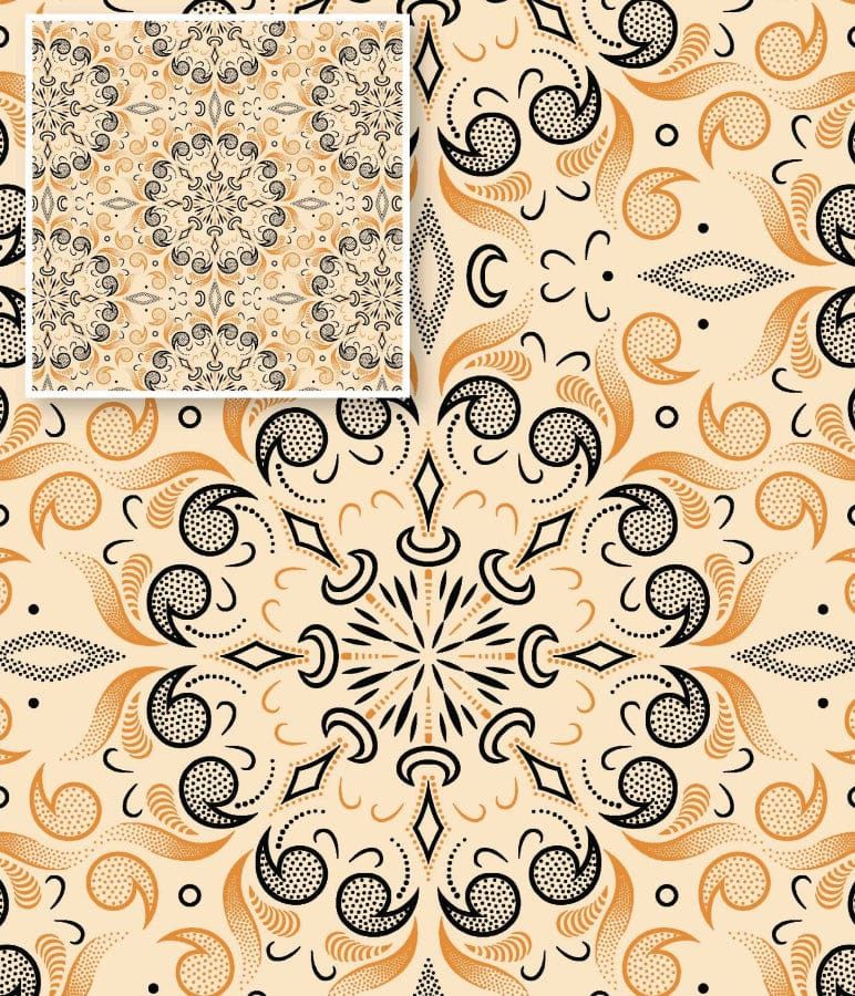 MHC WORLD Original 3 Cats Fabric H1728 Original 3 Cats Fabric C/W55 Cream 90cm