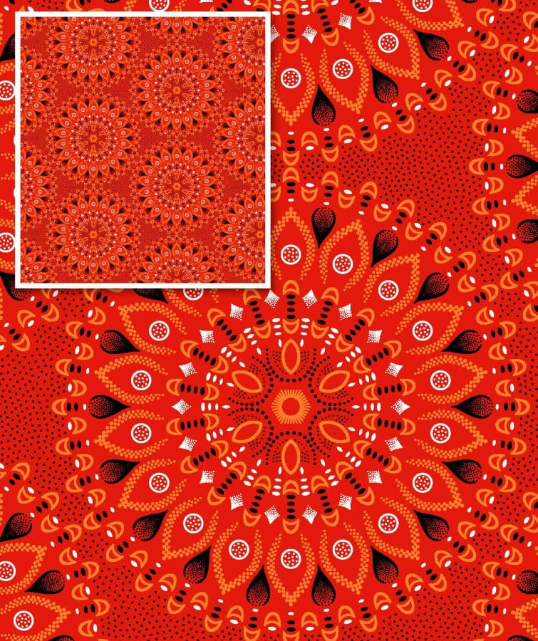 MHC WORLD Original 3 Cats Fabric H1734 Original 3 Cats Fabric C/W531 Red 90cm