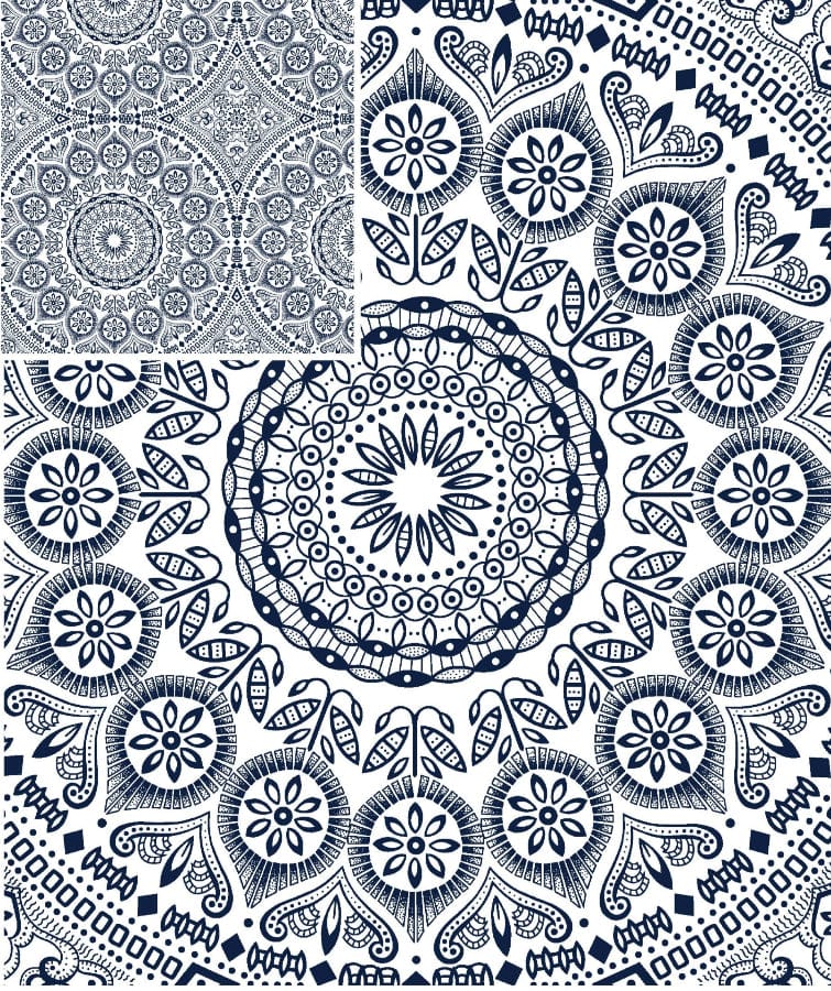 MHC WORLD Original 3 Cats Fabric XH1185 Original 3 Cats Fabric C/W99 Blue & White 90cm