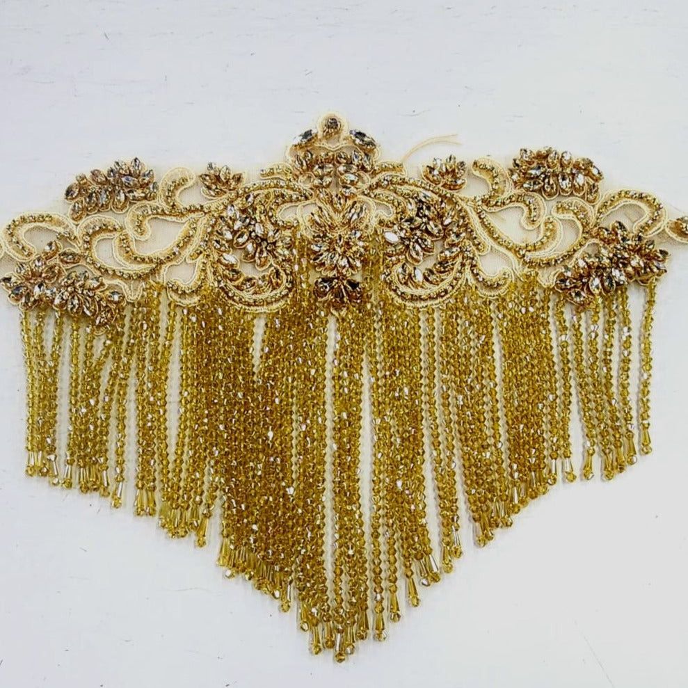 MHC WORLD Patch With Fringing Gold Beaded Patch With Fringing