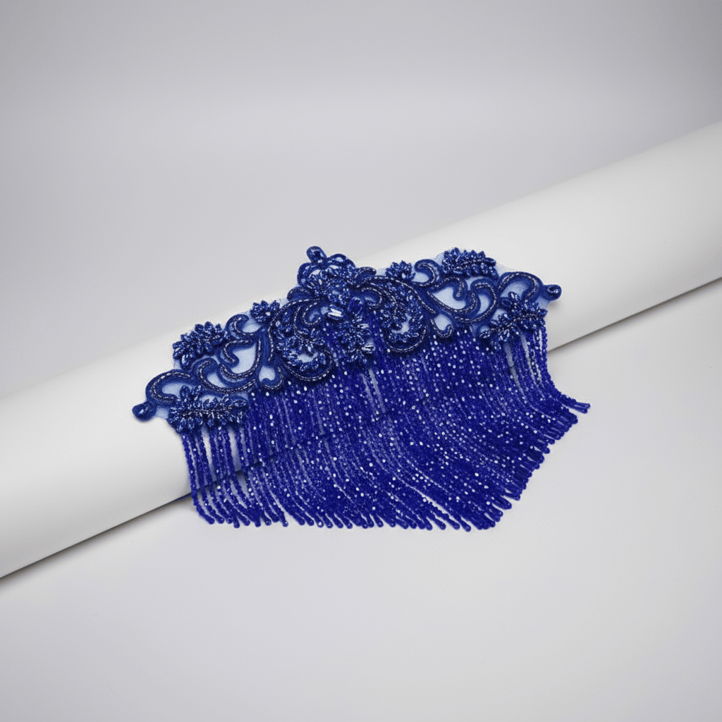 MHC WORLD Patch With Fringing Royal Beaded Patch With Fringing