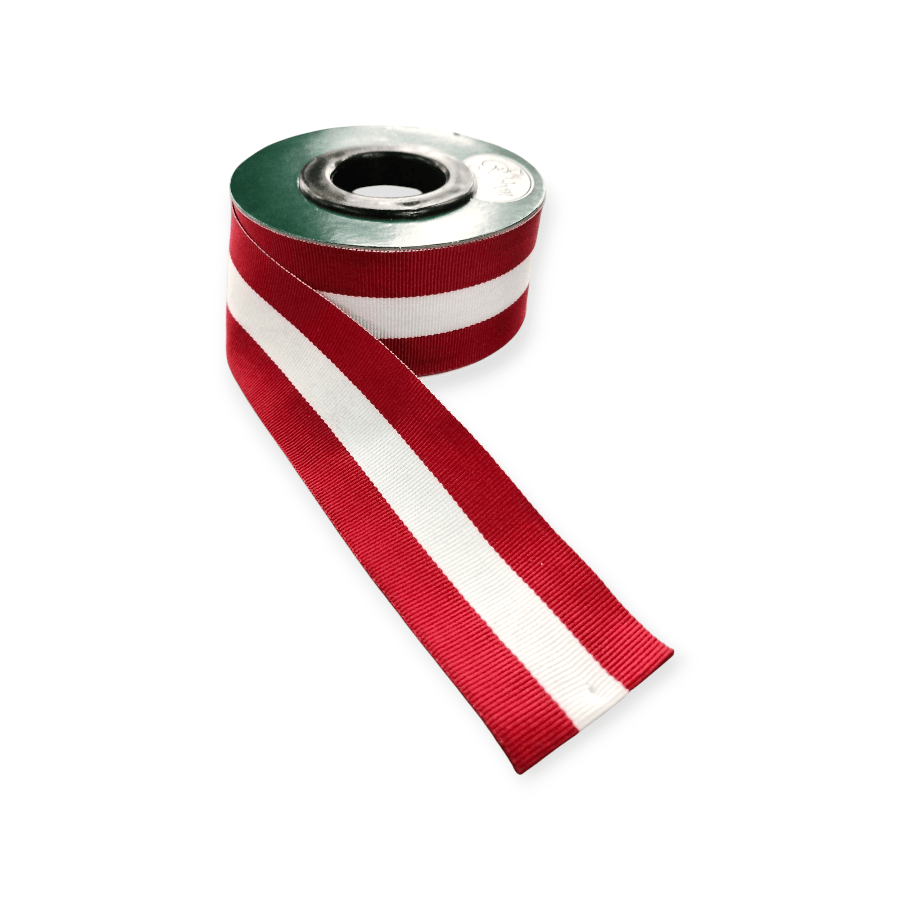 MHC WORLD Petersham 40mm / White & Red Petersham Wide Stripe