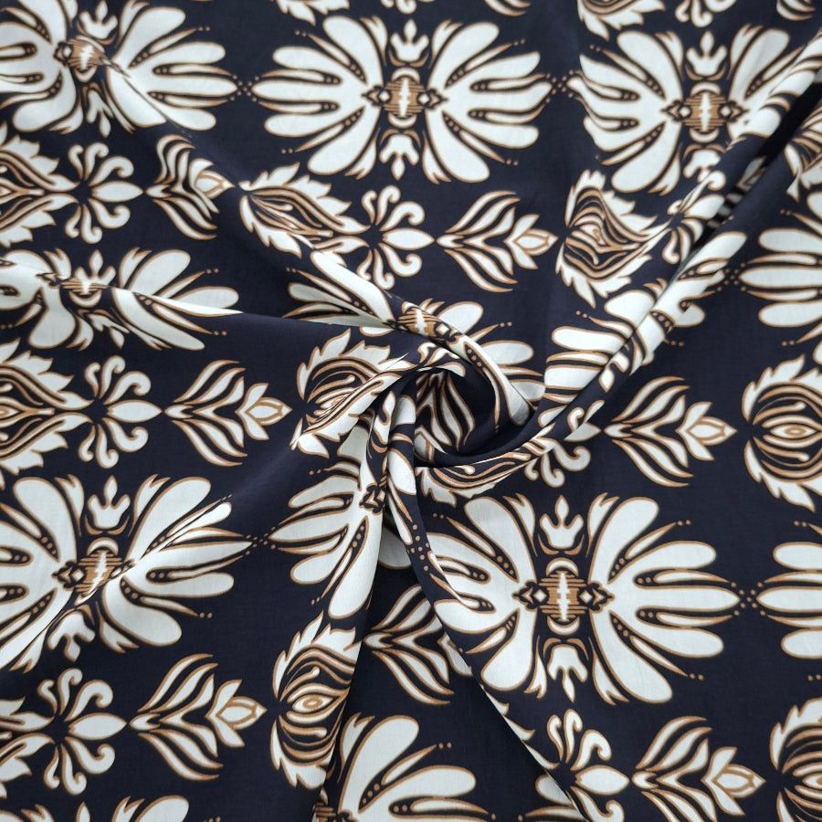 MHC WORLD Printed Capri Linen Look Black-16 Capri Linen Look Print 140cm