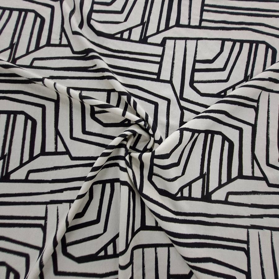MHC WORLD Printed Capri Linen Look Black-19 Capri Linen Look Print 140cm