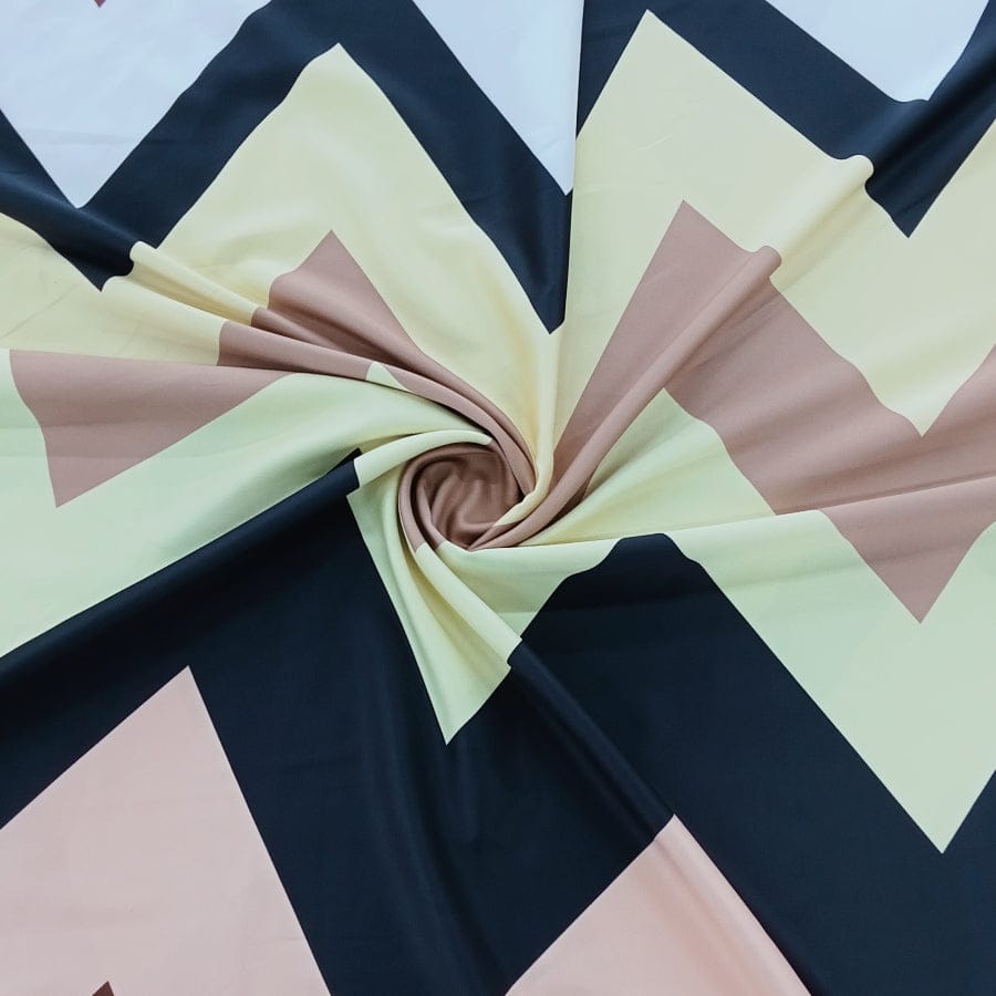 MHC WORLD Printed Satin Black/Peach/Yellow Printed Satin 150cm