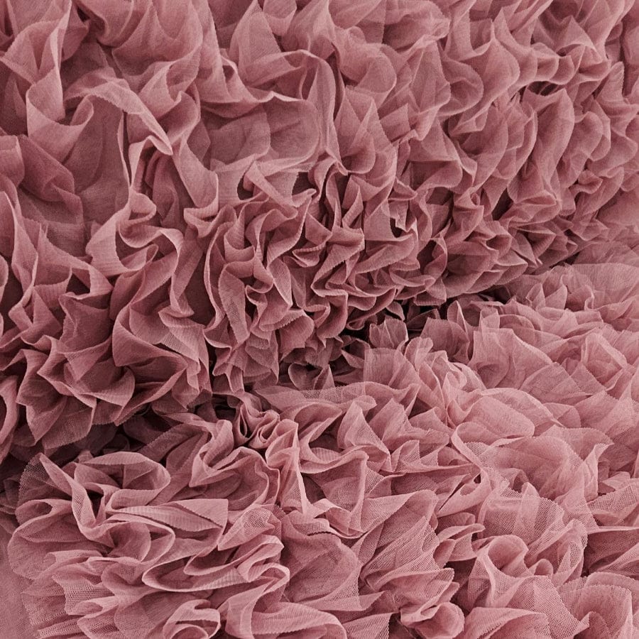 MHC WORLD Ruffle Tulle Dust Pink Ruffled Tulle Fabric 140cm