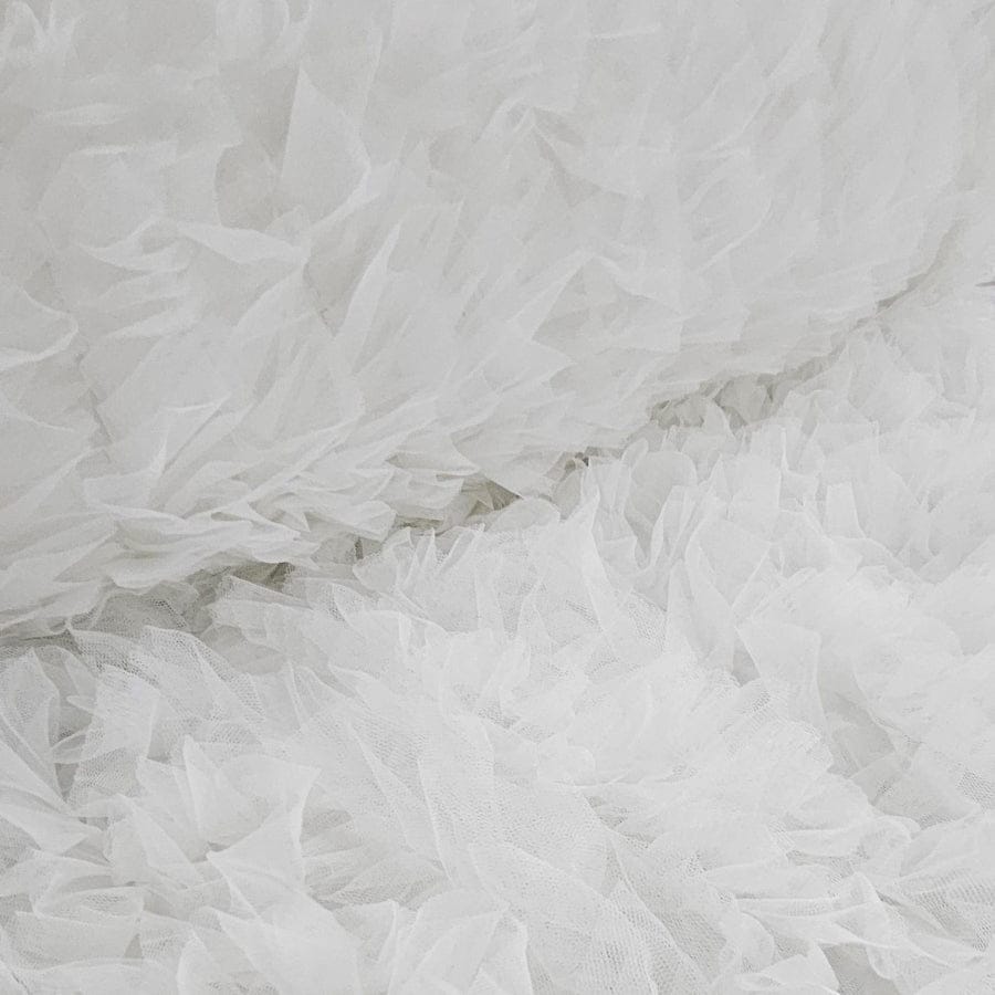 MHC WORLD Ruffle Tulle Off White Ruffled Tulle Fabric 140cm