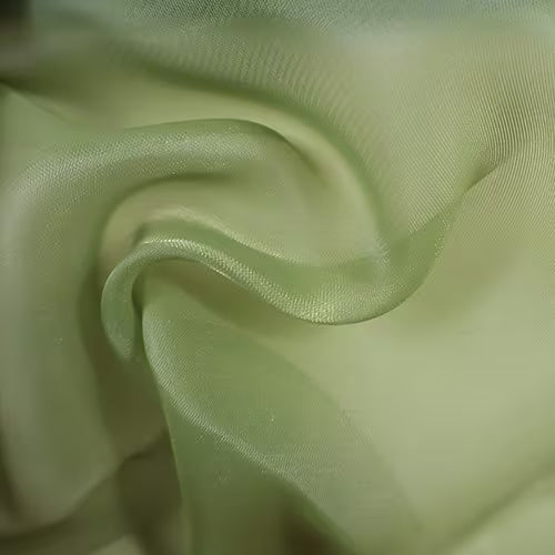 MHC WORLD Satin Green Moss Satin Organdy Fabric 145cm