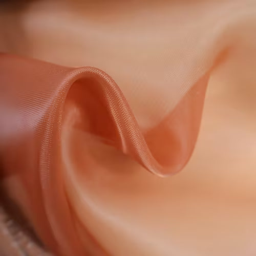 MHC WORLD Satin Leather Brown Satin Organdy Fabric 145cm