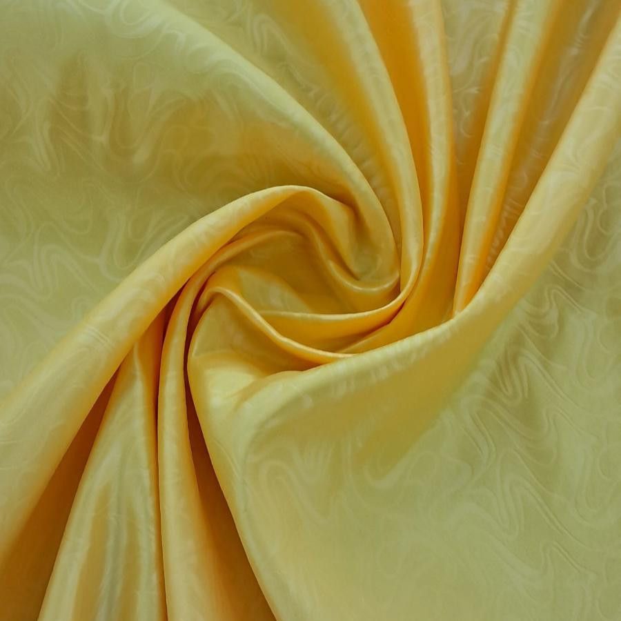 MHC WORLD Satin Yellow Embossed Duchess Satin Fabric 150cm