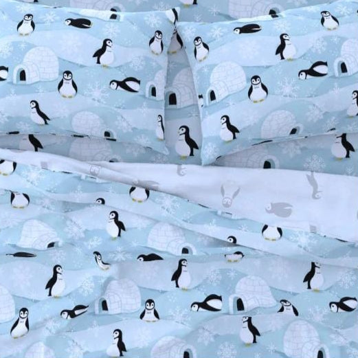 MHC World Sheeting Fabrics 100% Printed Cotton Percale Sheeting Penguins 240 cm