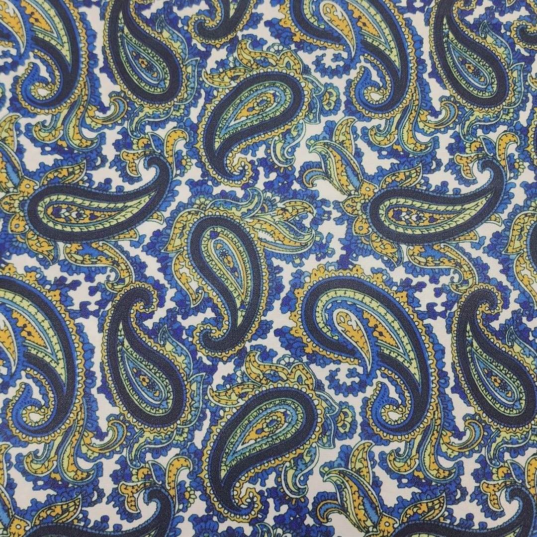 MHC World Silky Satin Suit Lining Green Paisley Fabric 150cm (7483830272089)