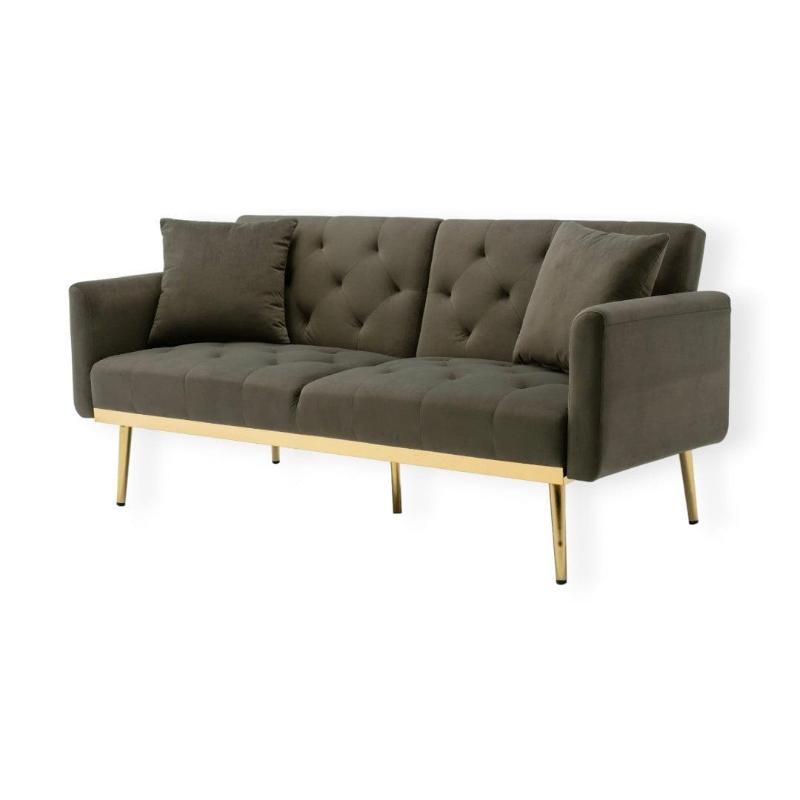 MHC World Sleeper Couch Mocha Roma Sofa Bed 3 Seater Black Gold Frame (7680216596569) (7781715771481)