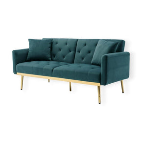 MHC World Sleeper Couch Teal Roma Sofa Bed 3 Seater Black Gold Frame (7680216596569)