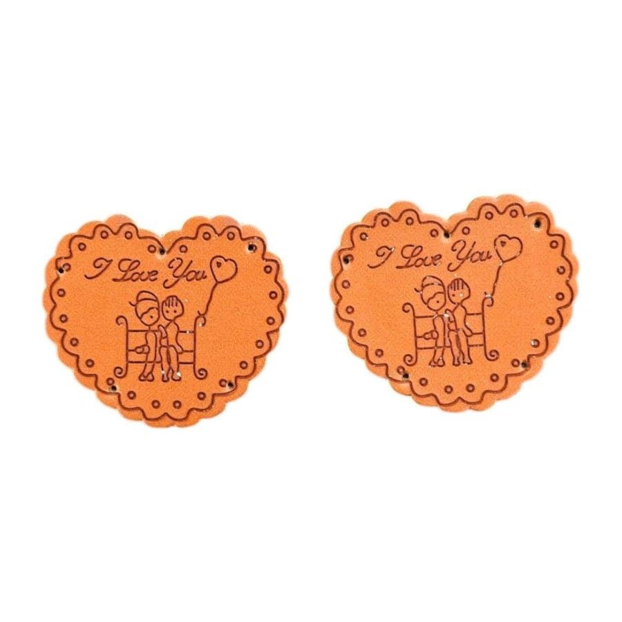 MHC WORLD Tag Labels Heart 2pc Leather Tag