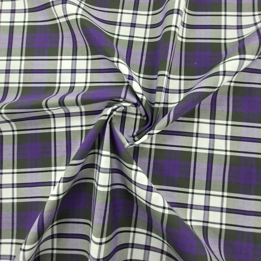 MHC WORLD Tartan Check Tartan Check Purple/White Fabric 150cm