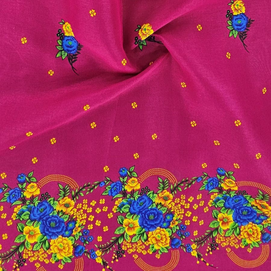 MHC WORLD Tsonga Cerise Pink Cotton Basket Fabric Tsonga Print  115cm