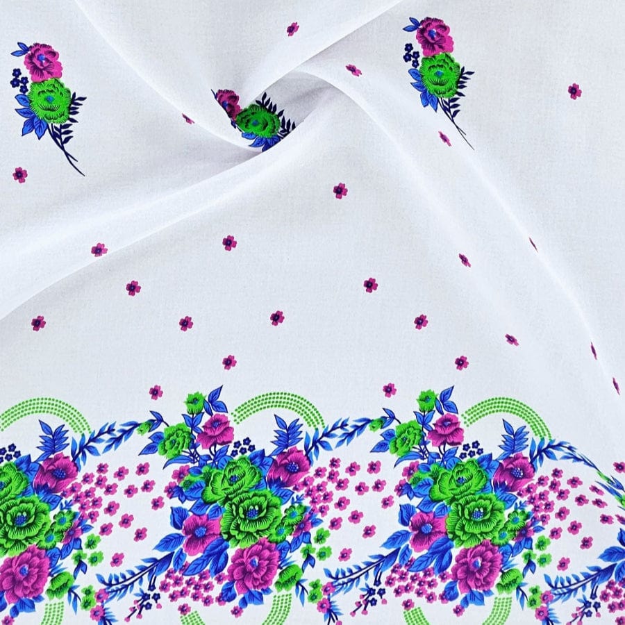 MHC WORLD Tsonga Fabric White Printed Tsonga Fabric 112cm