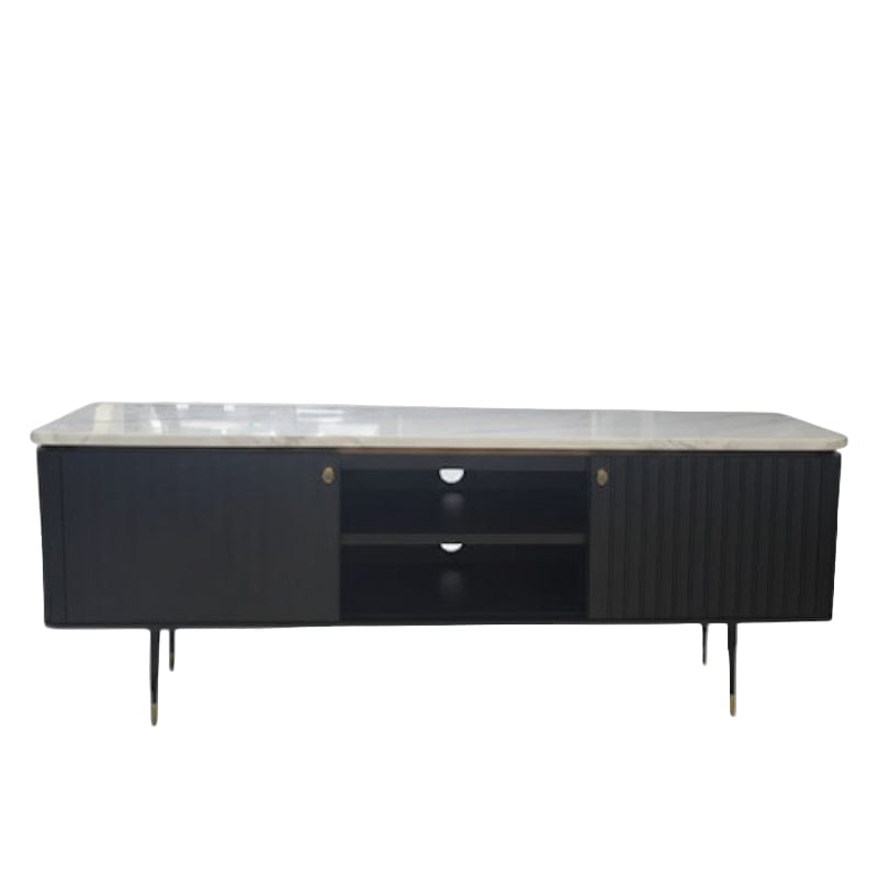 MHC World TV Stand Royal Tv Stand Black & White Marble on Top