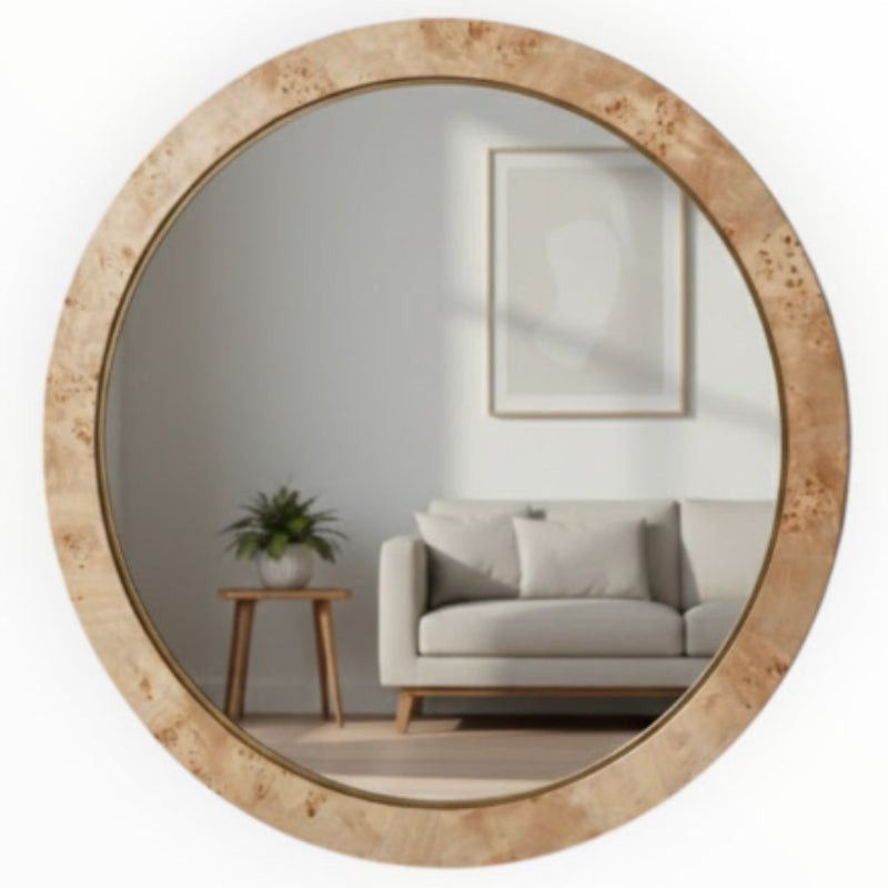 MHC WORLD wall art & mirrors Round Mirror Wood Frame MIR325 1125x80x1125mm