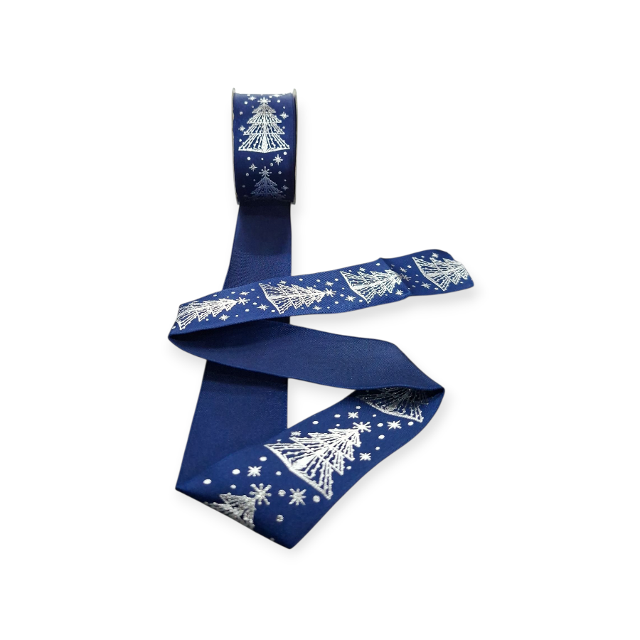 MHC WORLD Wired Xmas Tree Taffeta 60mm Navy Wired Xmas Tree Taffeta 60mm