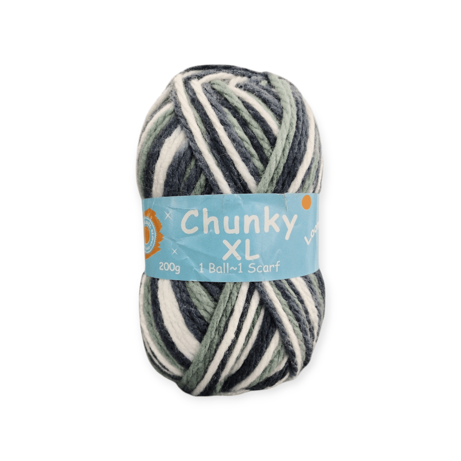 MHC WORLD Wool Charcoal/Mint/Grey Chunky XL Multi Wool 200g
