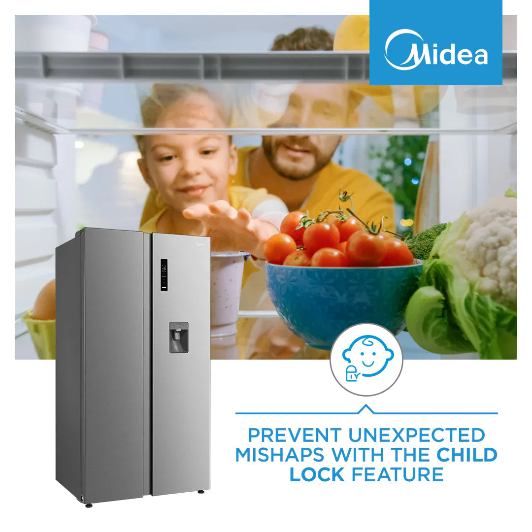 MIDEA Fridge Midea 513l Stainless Steel Side by Side Refrigerator - HC-689WEN(ESN)