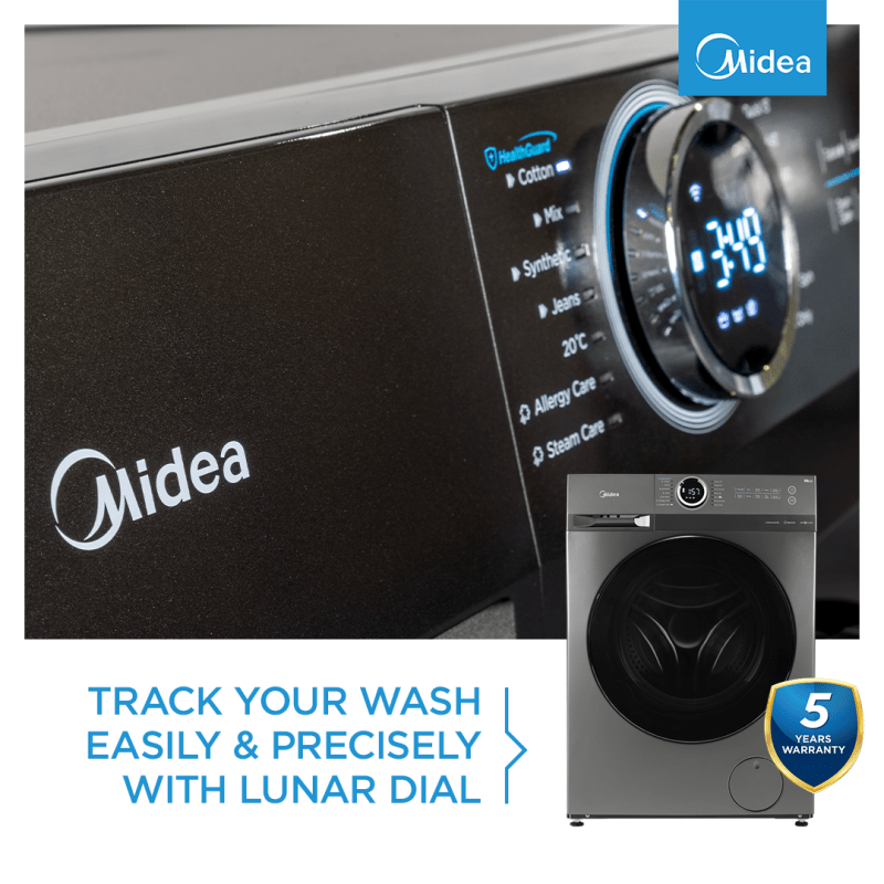 MIDEA Washing Machine Midea 10kg Metallic Front Loader Washing Machine MF200W100WB-T-BD (7805555015769)