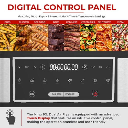 MILEX AIR FRYER Milex Dual Air Fryer 10L MDA004