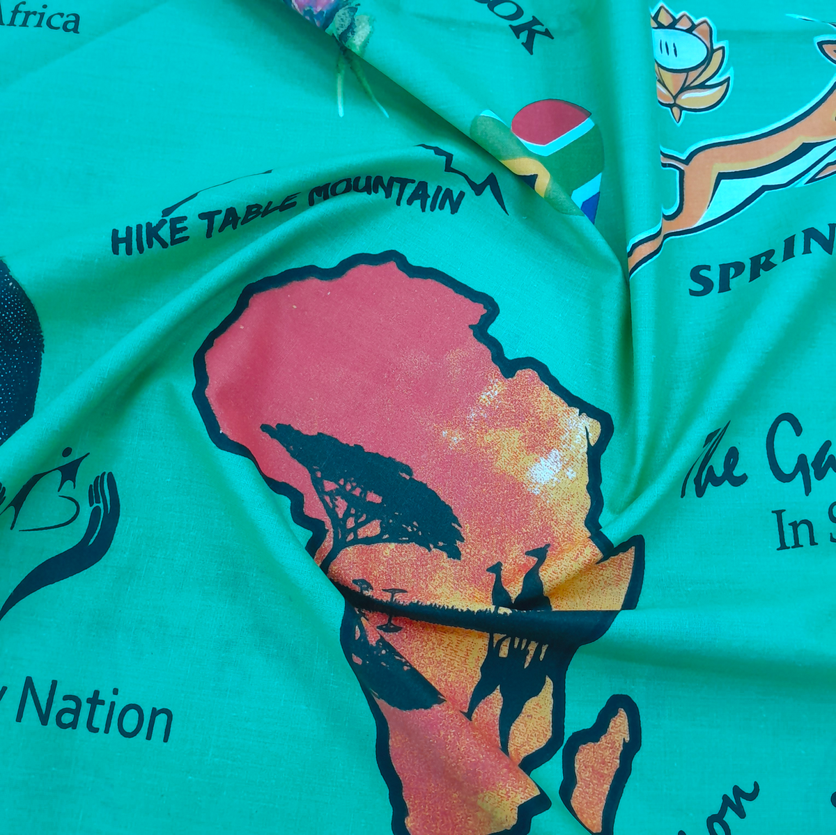 mishi k textiles Cotton Fabric 100 % Printed Cotton Tourism S.Africa 240 cm