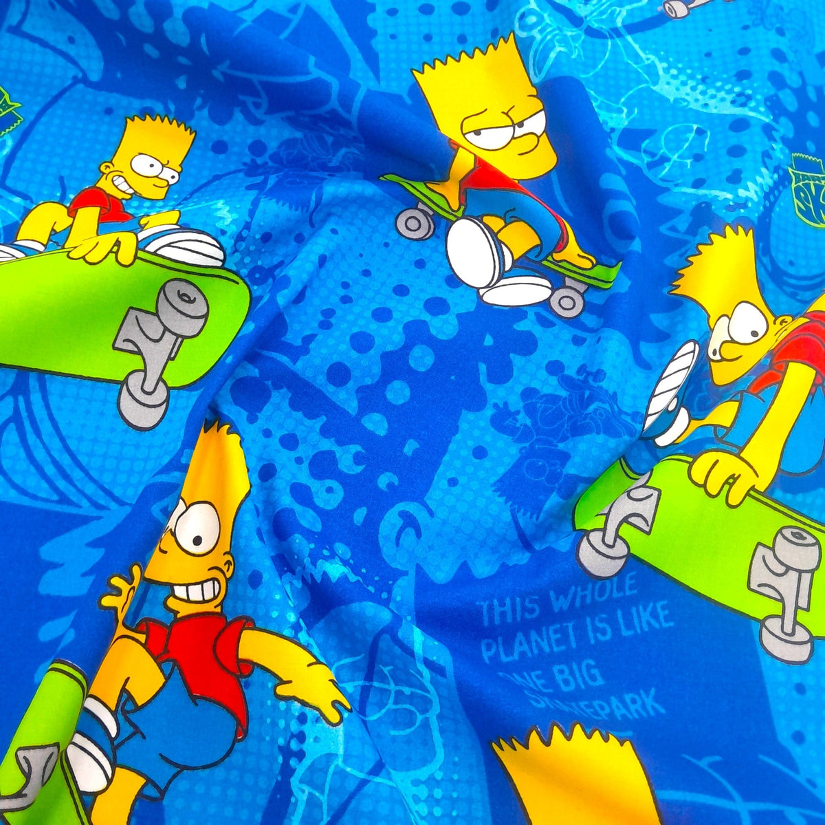 Mishi Textiles Coated Fabric Fabric Selflined Coated Blockout Simpsons Blue 120 cm