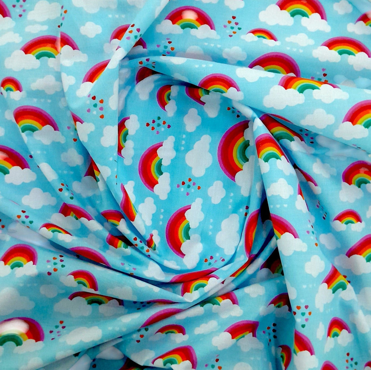Mishi Textiles Kids Fabrics 100% Printed Cotton Sheeting Fabric Rainbow 240 cm