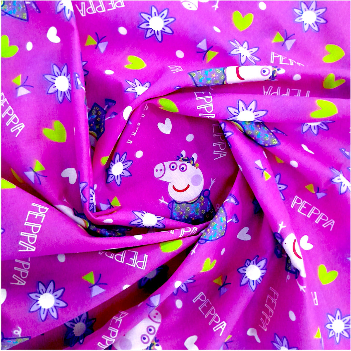 Mishi Textiles Kids Fabrics 100% Printed Poly Cotton Peppa Pig Sheeting 240 cm