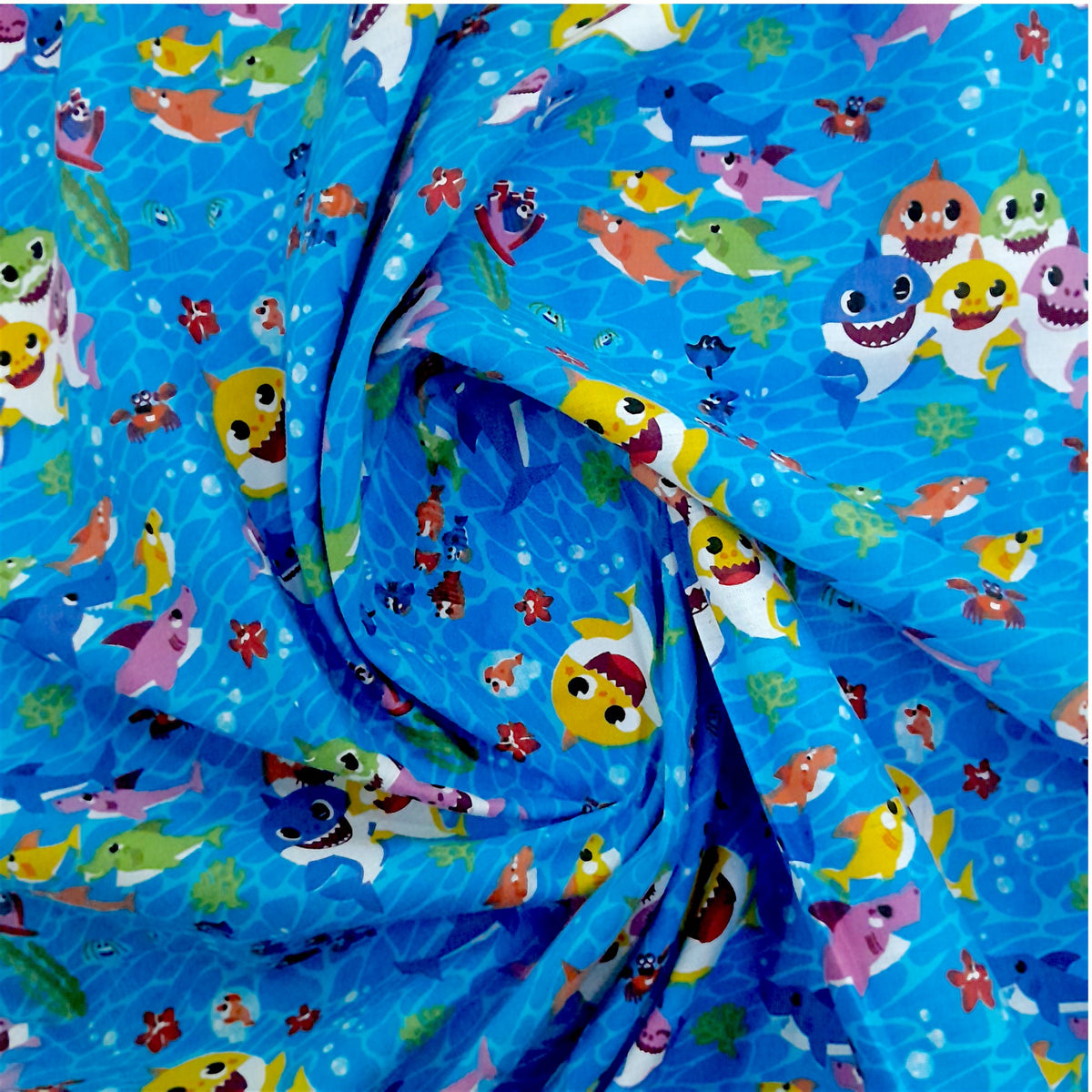 Mishi Textiles Kids Fabrics 100% Printed Poly Cotton Shark Sheeting 240 cm