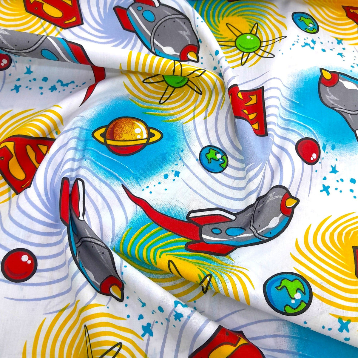 Mishi Textiles Sheeting Fabrics 100% Printed Cotton Sheeting Fabric Planet Superman 235 cm