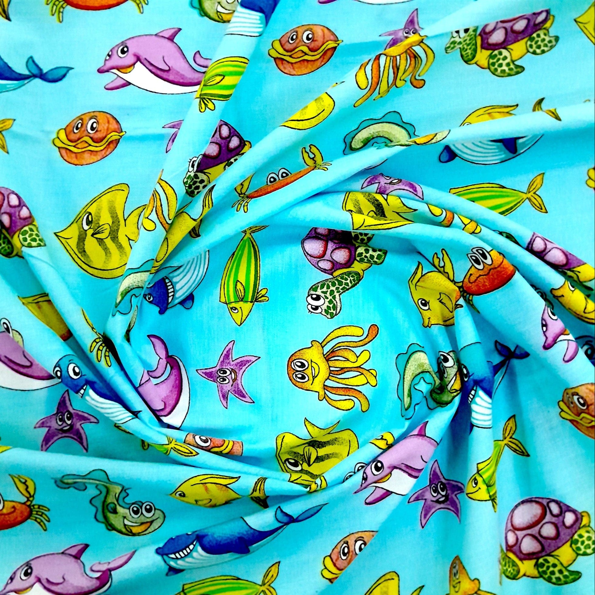 Mishi Textiles Sheeting Fabrics 100% Printed Cotton Sheeting Fabric Sea 235 cm