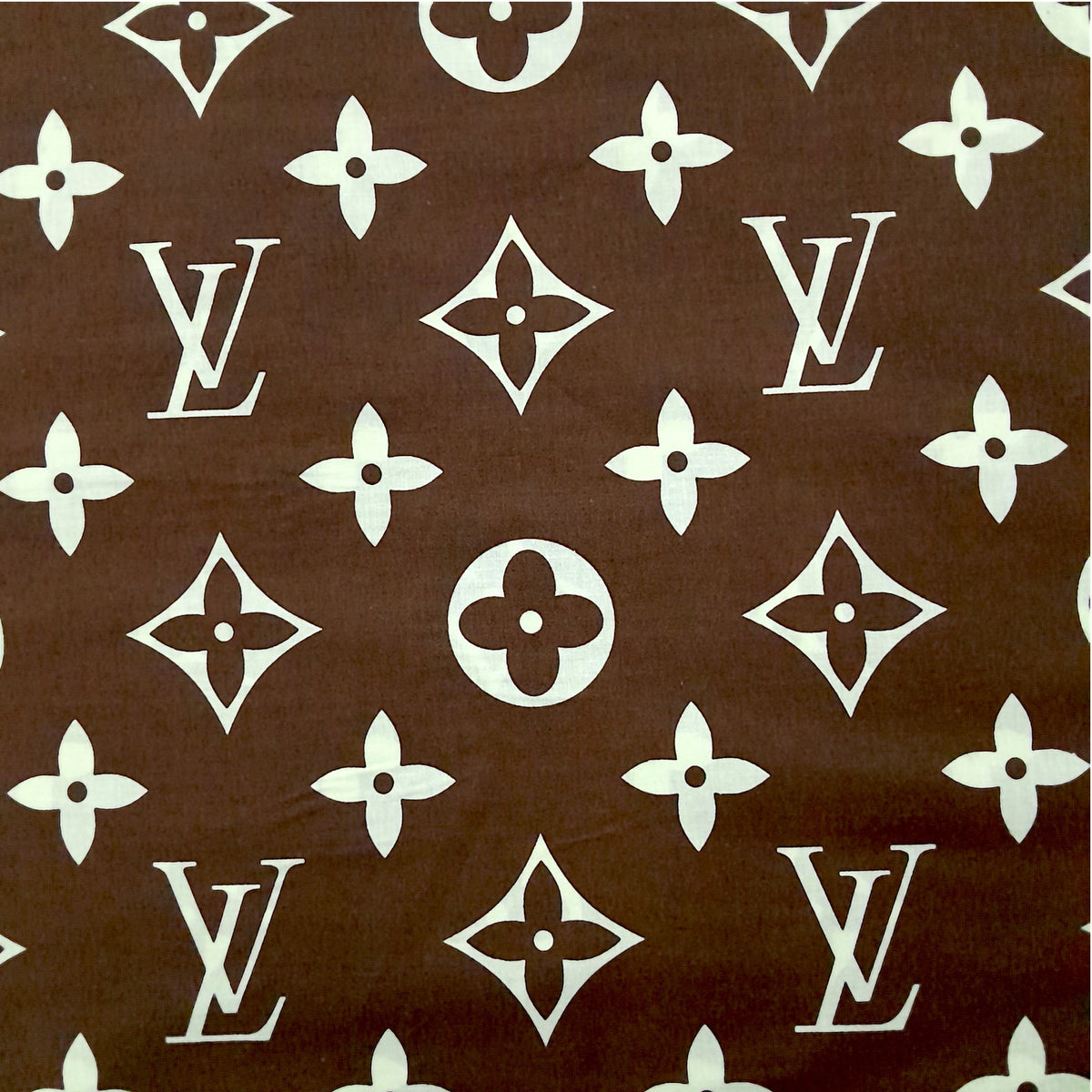 Mishi Textiles Sheeting Fabrics Printed Poly Cotton Louis Vuitton Chocolate Sheeting 240 cm