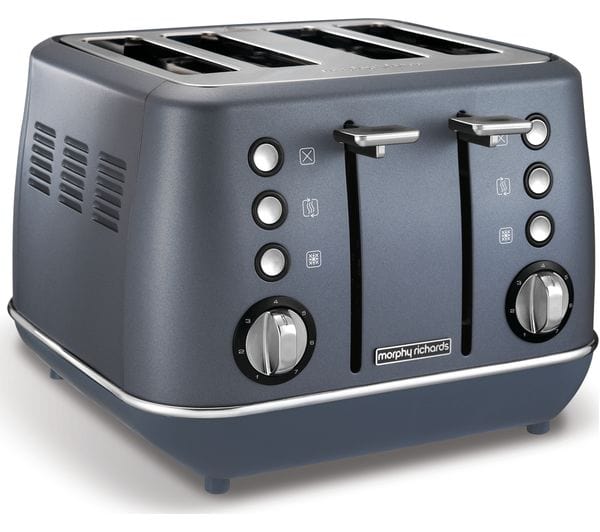 Morphy Richards TOASTER Morphy Richards Toaster 4 Slice Stainless Steel Blue 1800W Evoke (6776516935769)