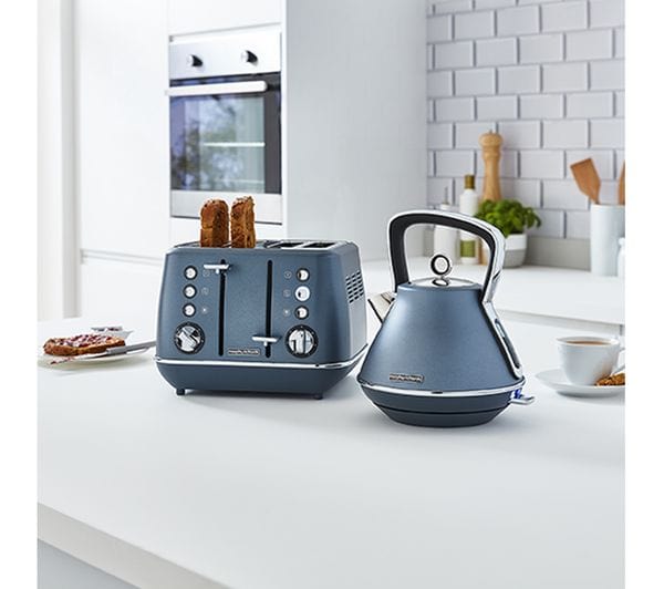 Morphy Richards TOASTER Morphy Richards Toaster 4 Slice Stainless Steel Blue 1800W Evoke (6776516935769)
