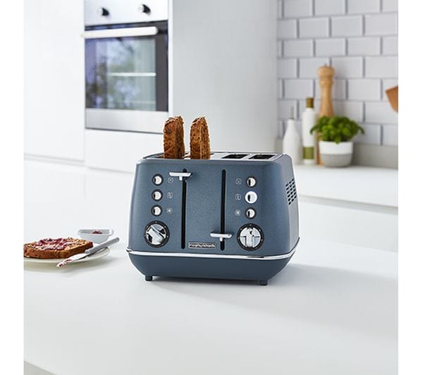 Morphy Richards TOASTER Morphy Richards Toaster 4 Slice Stainless Steel Blue 1800W Evoke (6776516935769)