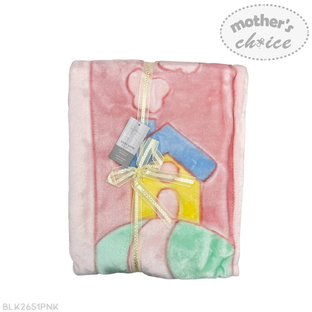 Mothers Choice BABY BLANKET Mothers Choice Infants Cutwork Blanket Blocks Pink BLK2651PNK