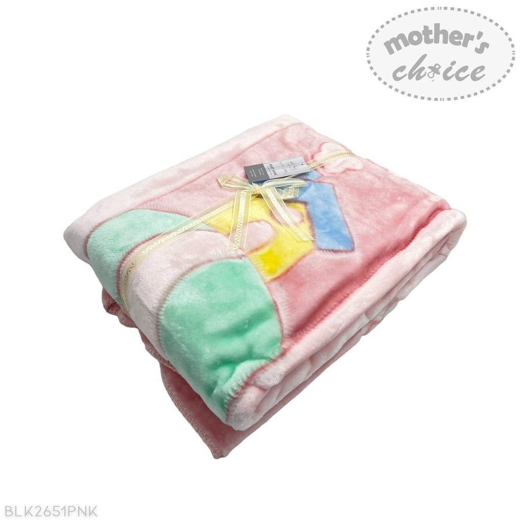 Mothers Choice BABY BLANKET Mothers Choice Infants Cutwork Blanket Blocks Pink BLK2651PNK