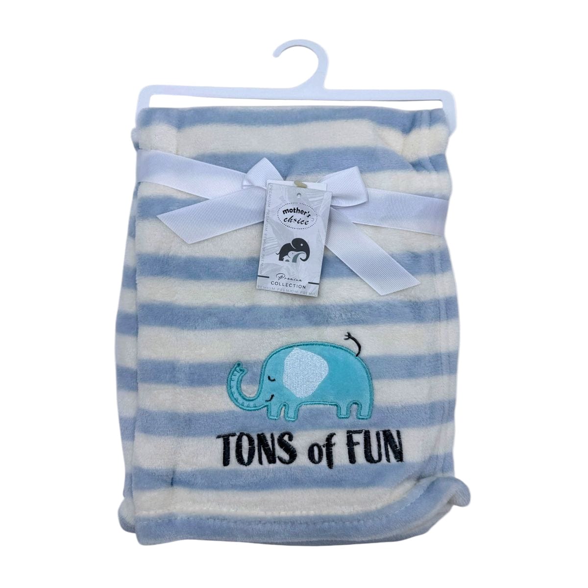 Mothers Choice BABY BLANKET Mothers Choice Printed Flannel Baby Blanket Boy's Elephant 75X100cm BLK3260